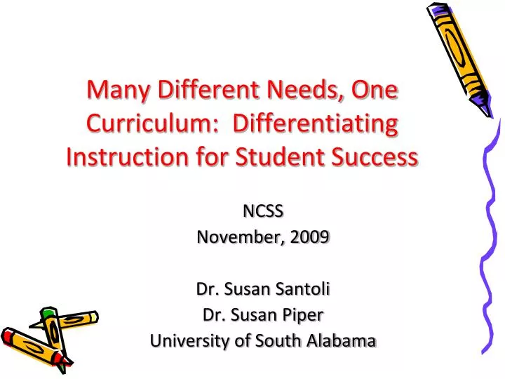 many different needs one curriculum differentiating instruction for student success