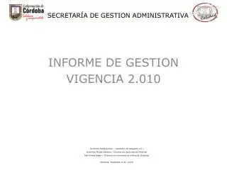 informe de gestion vigencia 2 010