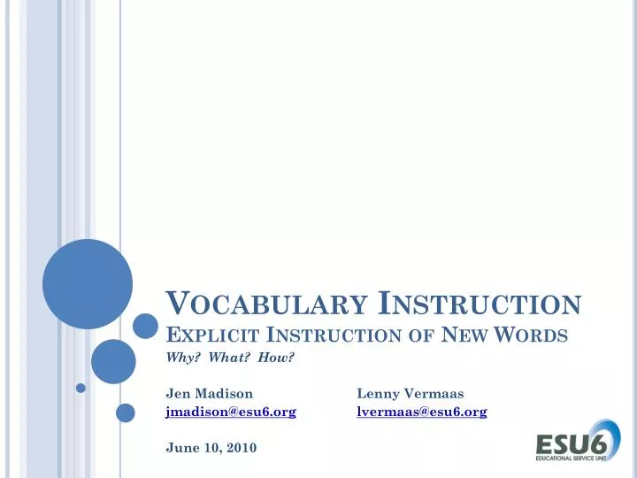 vocabulary instruction explicit instruction of new words