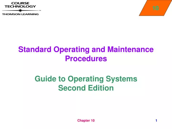standard operating and maintenance procedures