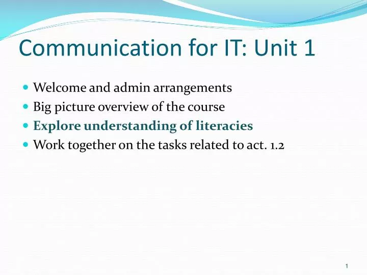communication for it unit 1