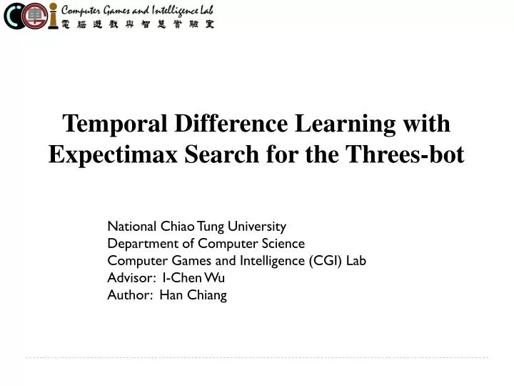 temporal difference learning with expectimax search for the threes bot