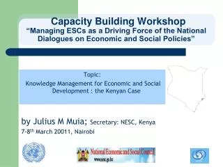 Topic: Knowledge Management for Economic and Social Development : the Kenyan Case