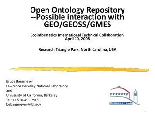 Open Ontology Repository --Possible interaction with GEO/GEOSS/GMES