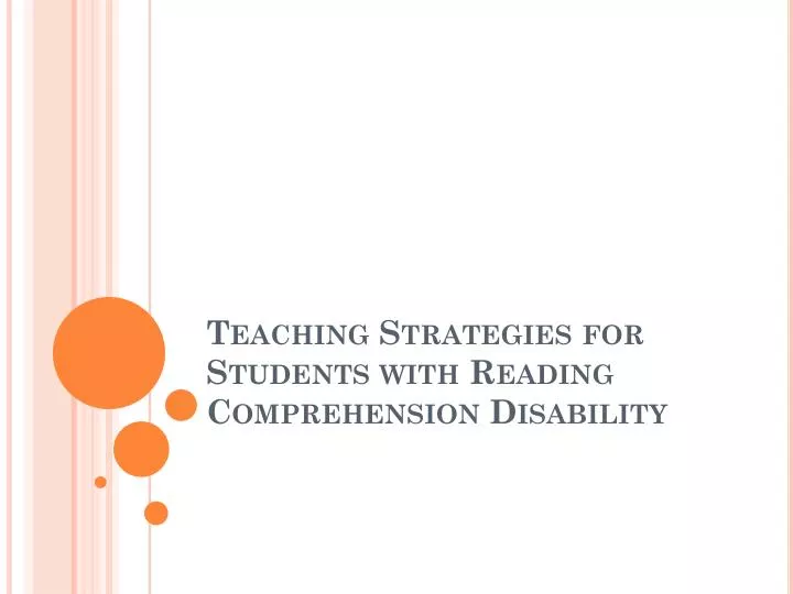teaching strategies for students with reading comprehension disability