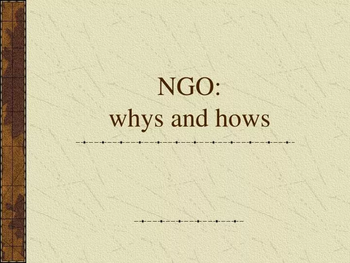 ngo whys and hows