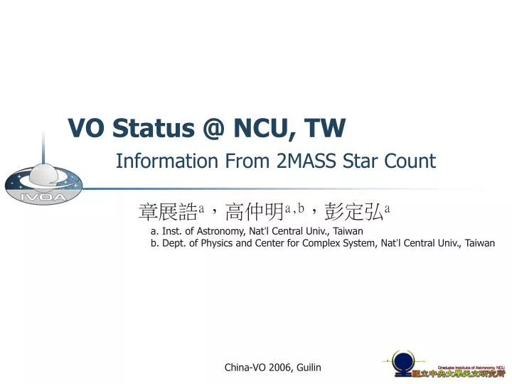 vo status @ ncu tw information from 2mass star count