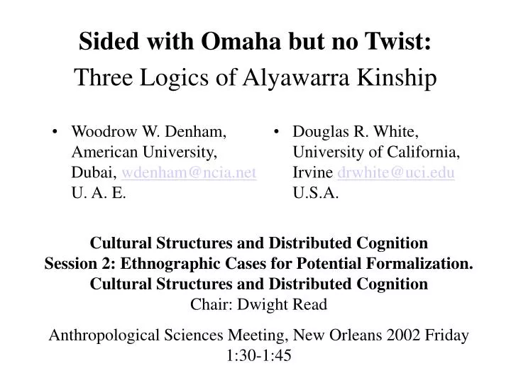 sided with omaha but no twist three logics of alyawarra kinship