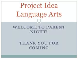 Project Idea Language Arts