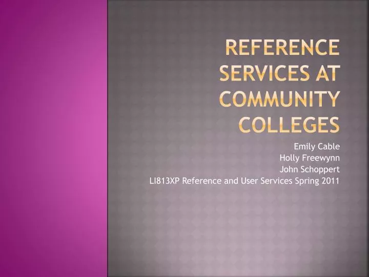 reference services at community colleges