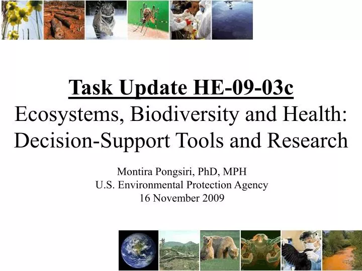 task update he 09 03c ecosystems biodiversity and health decision support tools and research