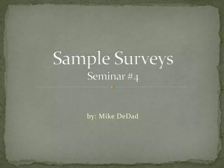 sample surveys seminar 4