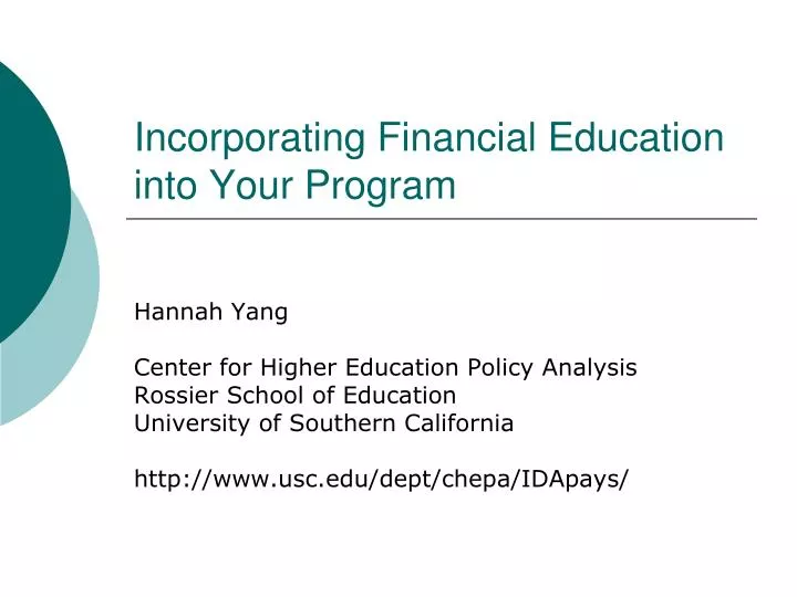 incorporating financial education into your program