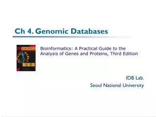 Ch 4. Genomic Databases