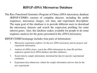 RIFGP cDNA Microarray Database