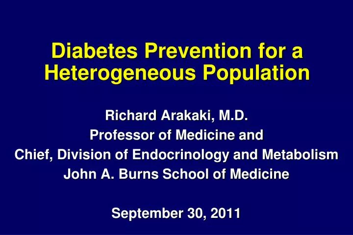 diabetes prevention for a heterogeneous population