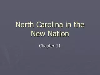 North Carolina in the New Nation