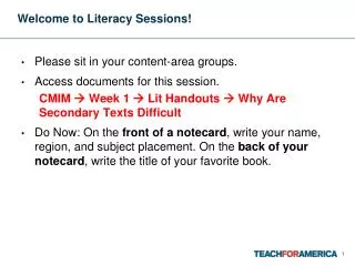 Welcome to Literacy Sessions!