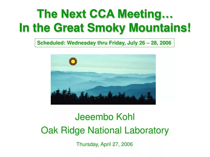 the next cca meeting in the great smoky mountains