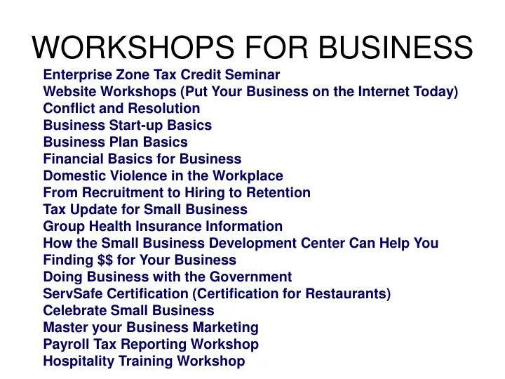 workshops for business