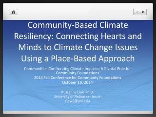 Communities Confronting Climate Impacts: A Pivotal Role for Community Foundations
