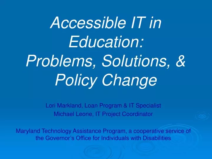 accessible it in education problems solutions policy change