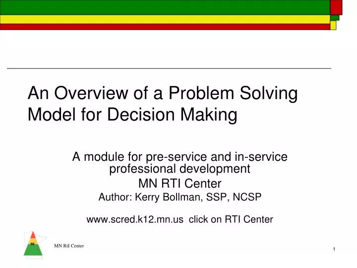 an overview of a problem solving model for decision making