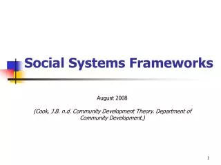 Social Systems Frameworks