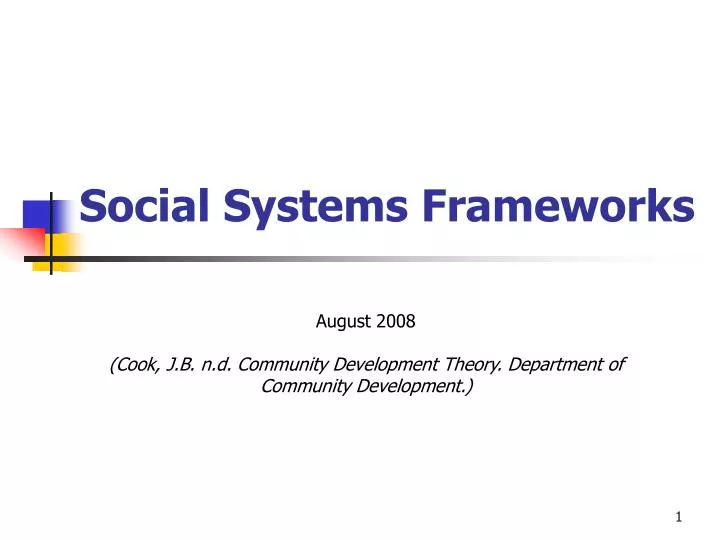 social systems frameworks