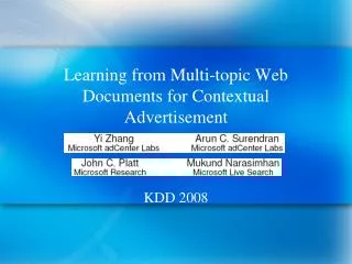 Learning from Multi-topic Web Documents for Contextual Advertisement