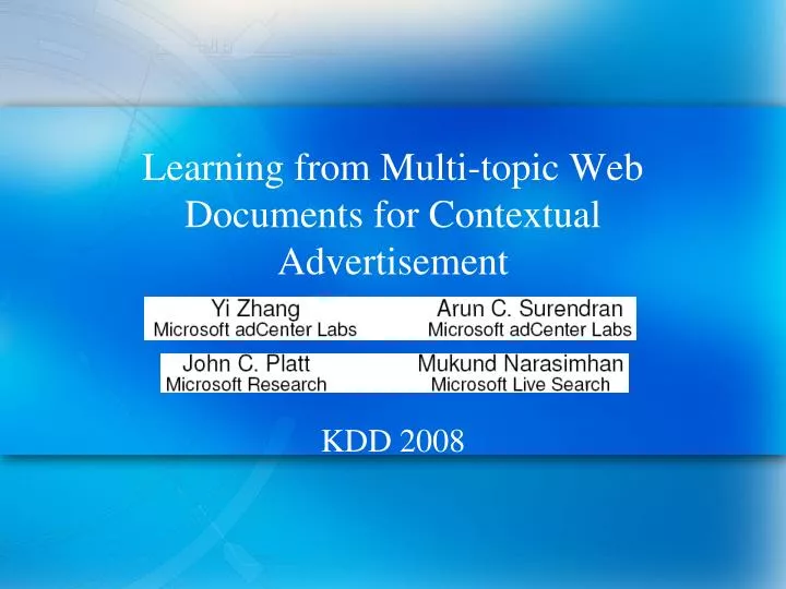 learning from multi topic web documents for contextual advertisement