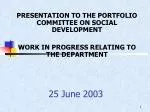 Progress Report on Social Development Legislative Processes and Upcoming Bills - slide 1