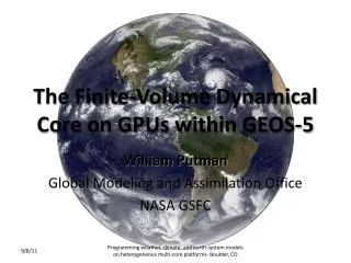 The Finite-Volume Dynamical Core on GPUs within GEOS-5