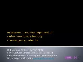 Assessment and management of carbon monoxide toxicity in emergency patients