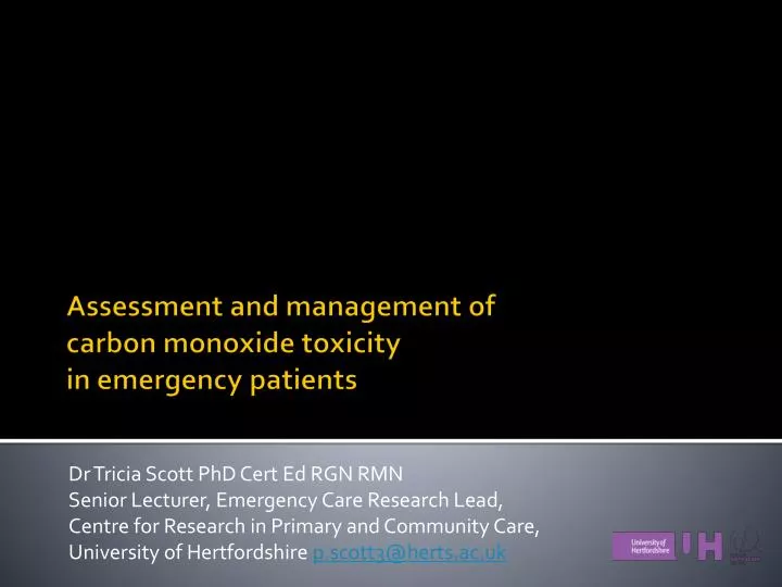 assessment and management of carbon monoxide toxicity in emergency patients
