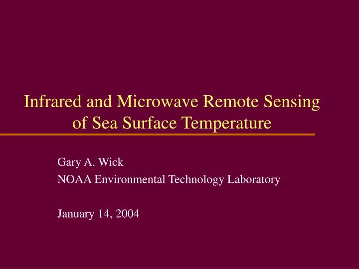 infrared and microwave remote sensing of sea surface temperature