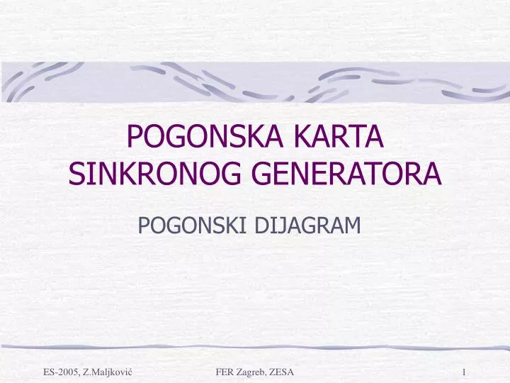 pogonska karta sinkronog generatora