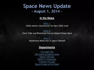 Space News Update - August 1, 2014 -