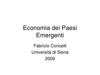 Economia dei Paesi Emergenti