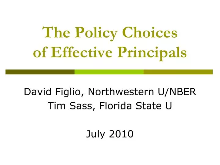the policy choices of effective principals