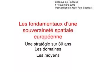 les fondamentaux d une souverainet spatiale europ enne