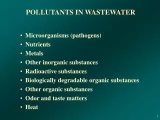 POLLUTANTS IN WASTEWATER