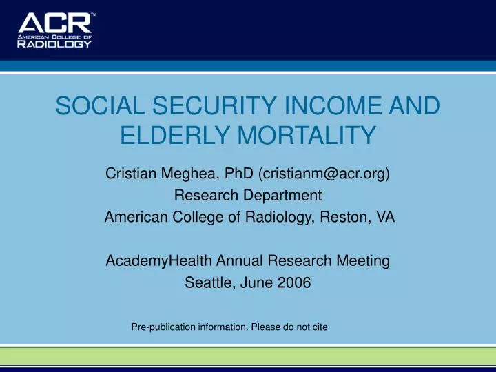 social security income and elderly mortality