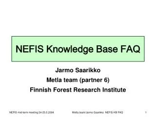 NEFIS Knowledge Base FAQ