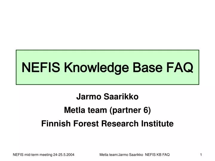 nefis knowledge base faq