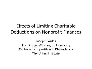 Effects of Limiting Charitable Deductions on Nonprofit Finances