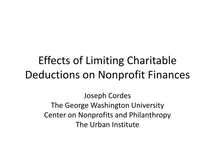 effects of limiting charitable deductions on nonprofit finances