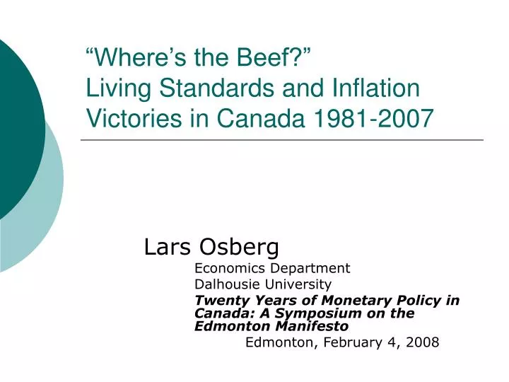 where s the beef living standards and inflation victories in canada 1981 2007