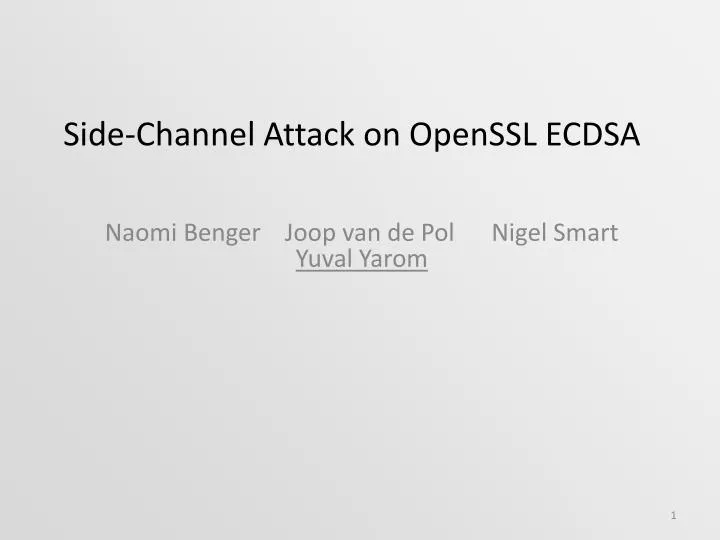 side channel attack on openssl ecdsa