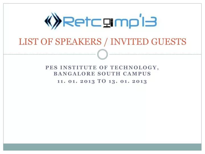 list of speakers invited guests